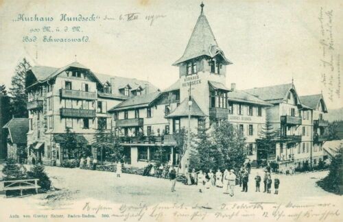 Postcard Kurhaus Hundseck 1900 Black Forest people (No.780)
