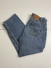 Vintage Levi's 505 Jeans Adult 36x27 Straight White Tab Denim Light Wash Mens