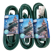 3 Pack of Brand New Extension Cords 15ft Outdoor Green Phillips 3AC
