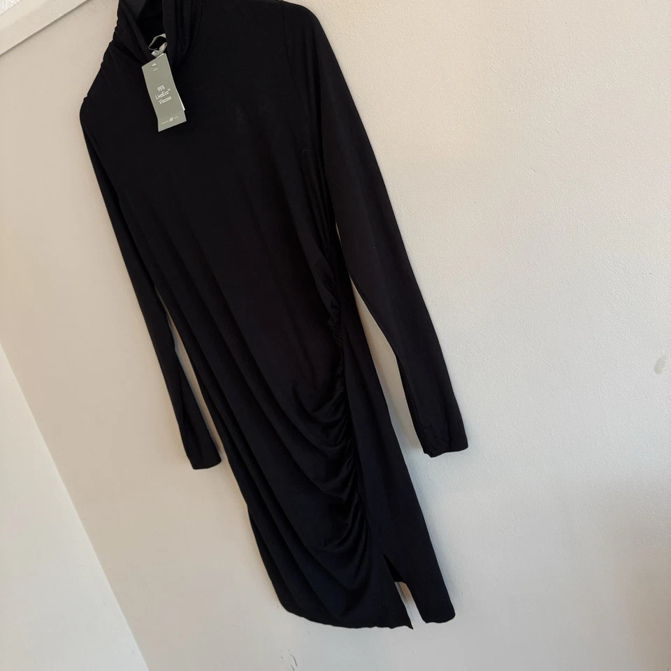 BNWT H&M Black Long Sleeve SIZE 16 UK Stretch Knee Dress W3 - Image 4 of 4