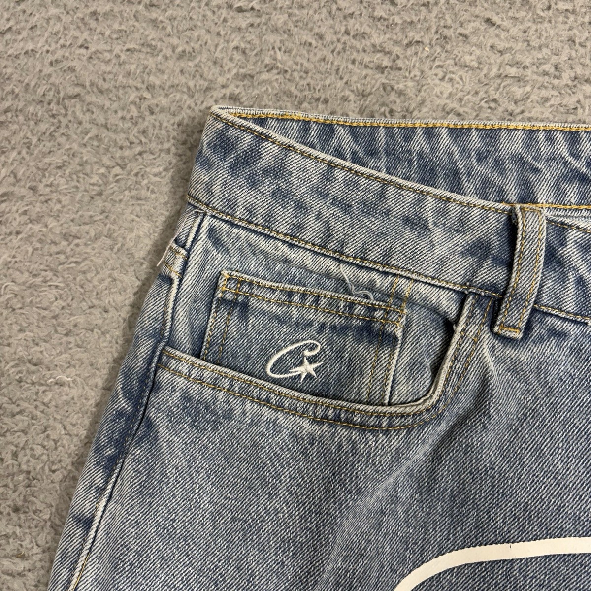 Corteiz Denim Genes Alcatraz Baggy Jeans Men Size 34x34 Blue Light