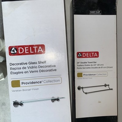 Delta Providence Glass Shelf Venetian Bronze Finish 134441 & Towel Bar 134440