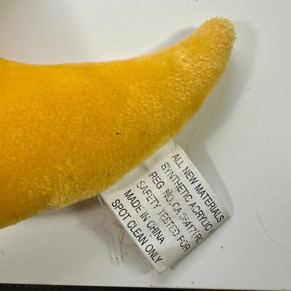 Almohada de felpa vintage años 90 Salamandra Graphix luna creciente cara celeste amarilla Foto 3 de 4