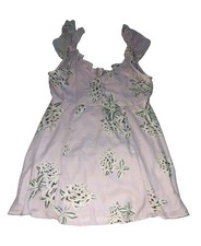 Show Me Your Mumu Size L Lavender Floral  Ruffle Strap V Neck Mini Low Bac #J 20
