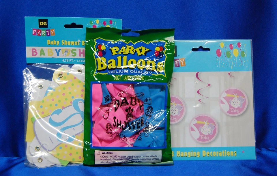 Juego de fiesta de baby shower # 21 tazas platos servilletas globos invitaciones universitarias pancarta Foto 2 de 2