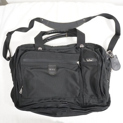 Vintage Hartmann leather nylon carry on shoulder laptop messenger bag 7x17x11''