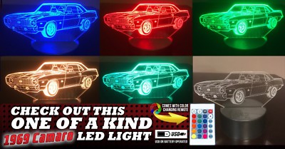 1969 Camaro SS 3D Acrylic LED 7Color Change Night light Touch Table Desk Lamp