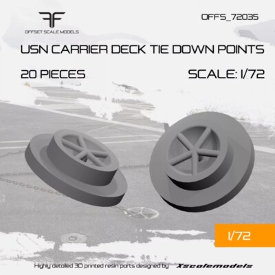 1/72 USN CARRIER DECK TIE DOWNS - 3D print (offset scale models)
