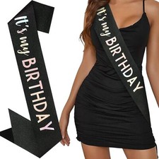 It's My Birthday Sash Black Glitter Multicolor Foil Happy Birthday Decoration