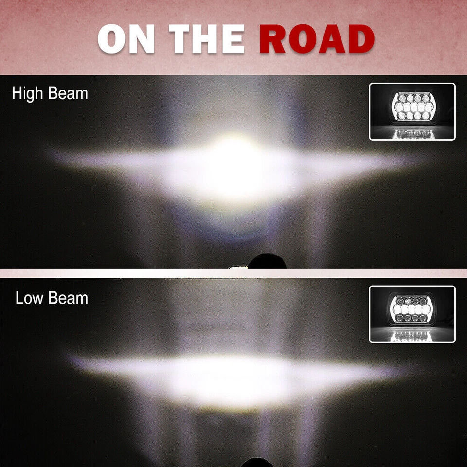 DOT For Jeep Cherokee XJ 1984-2001 7x6" LED Headlights Hi/Lo Beam DRL NEW 6000K - Image 4 of 4