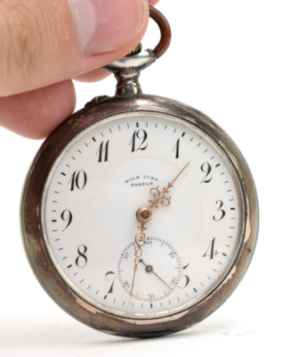 ヴィンテージ 銀メッキ 4点 Wilhelm Wolff 刻印 アンティーク Wilh Just Hameln Antique Silver Pocket Watch 0.800 Germany Works