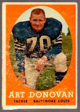 1958 TOPPS ART DONOVAN #106 NFL BALTIMORE COLTS