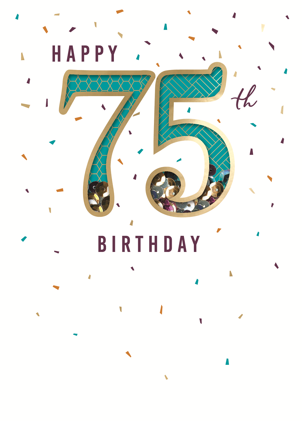 75th Birthday Loose Sequins Embellished Birthday Greeting Card Autograph Cards