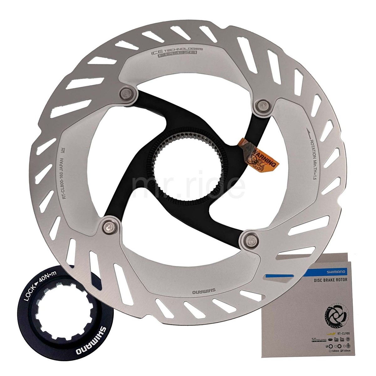 Shimano GRX RT-CL800 Center Lock Disc Rotor 160mm w/Lockring ICE