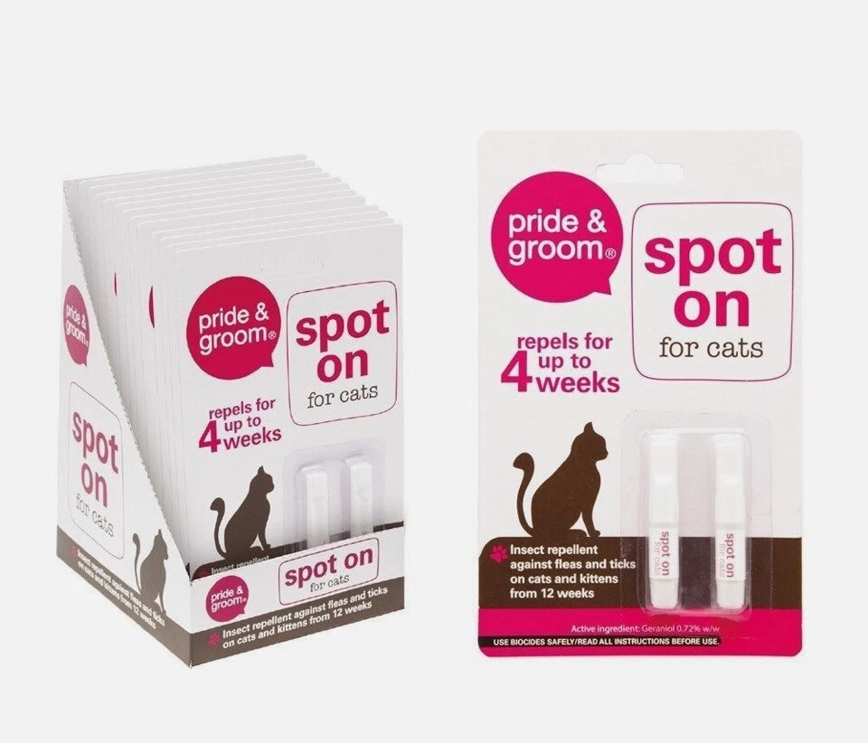 PRIDE AND GROOM Spot On Flea And Tick Cat Kitten Treatment Pet Home Bed Room