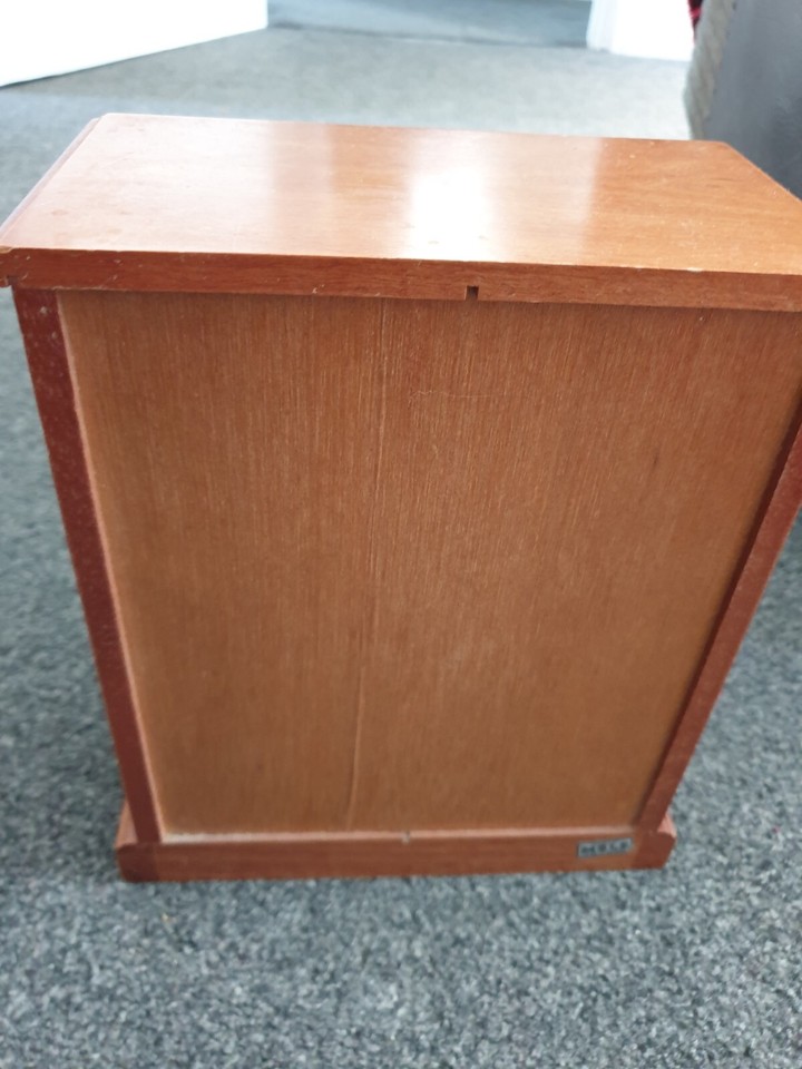 vintage MELE Wooden Wardrobe Jewellery Box With floral glass door