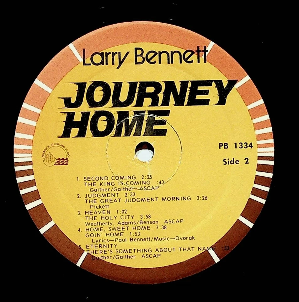 Maineville Ohio Larry Bennett Journey Home Gospel Christian Vinyl LP Record VG+ Foto 3 de 4