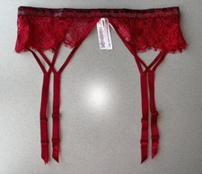 nwt VICTORIA'S SECRET Red Lace/Beaded CHERRIES Garter Belt Cherry Shine XS/S