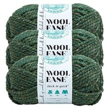  3 Pack Lion Brand Yarn 640-172K Wool-Ease Thick  Quick Bulky Yarn, Kale