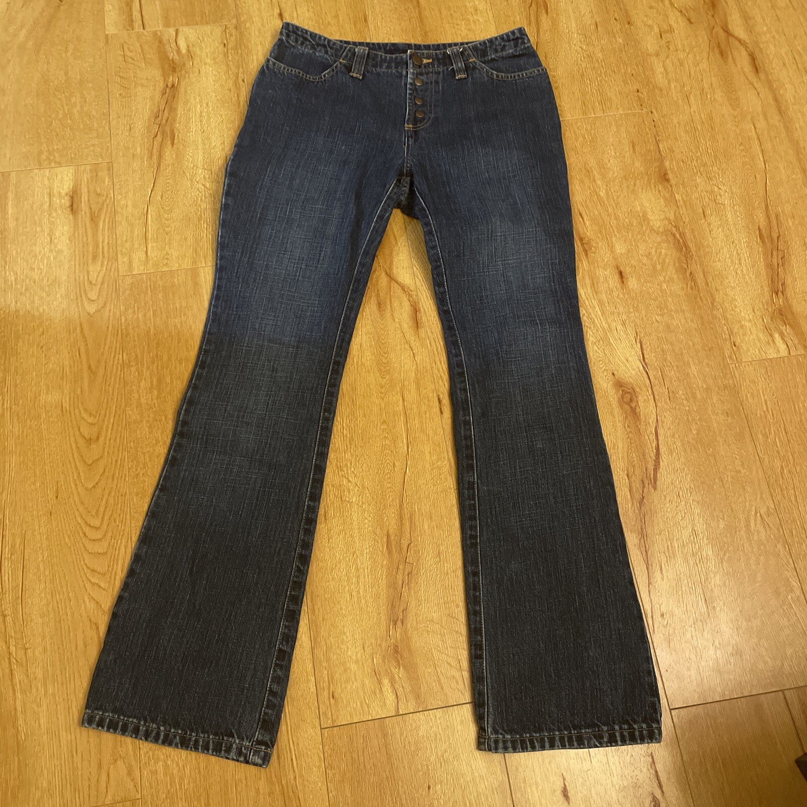 VTG Old Navy Jeans Size 4 Snap Front Denim Bootcut Dark Wash 29x30 Y2K