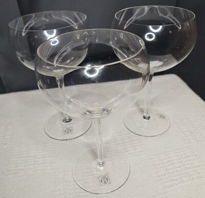 Set of 3 VTG Rogaska Red Wine Hand Blow Glasses Boris Kidric Yugoslavia