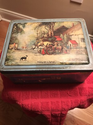 Vintage Tin Box Waller and Hartley Milady Toffee Country Life in England Blue