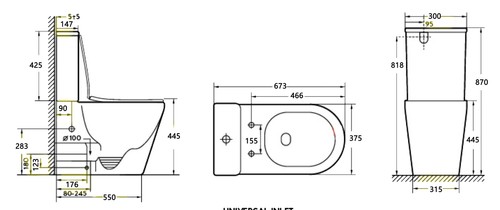 Back to Wall Silent Flush Faced Tornado Black Toilet Suite Soft Close P S TRAP - Picture 9 of 9