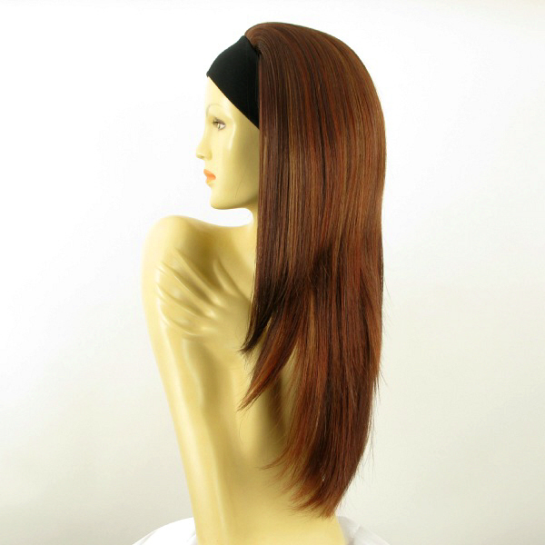 Perruque Headband Femme Longue Couleur Blond Cuivré Et Chocolat - Synthétique, Bonnet Moyen, Raie Libre - Neuf Avec étiquette