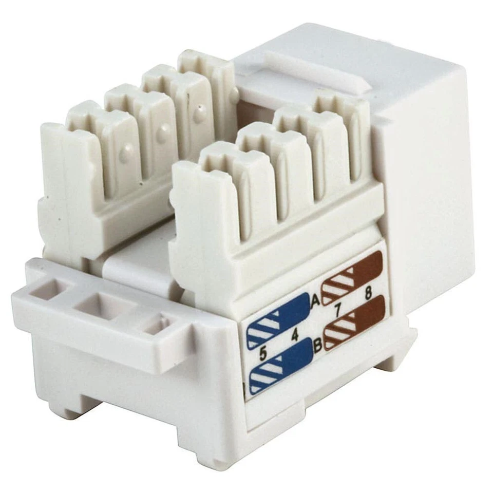Paquete de 50 unidades Cat6 RJ45 Network Keystone Jack perforado blanco para placa de pared/panel Foto 2 de 4