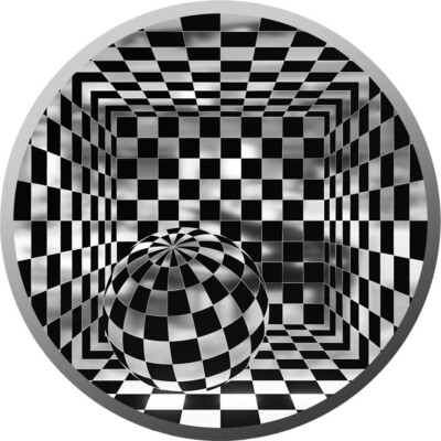 RARE (100pcs) AWARDED Chad ILLUSION ROOM V2 Silver Coin 200 Francs 2023 OPTICAL
