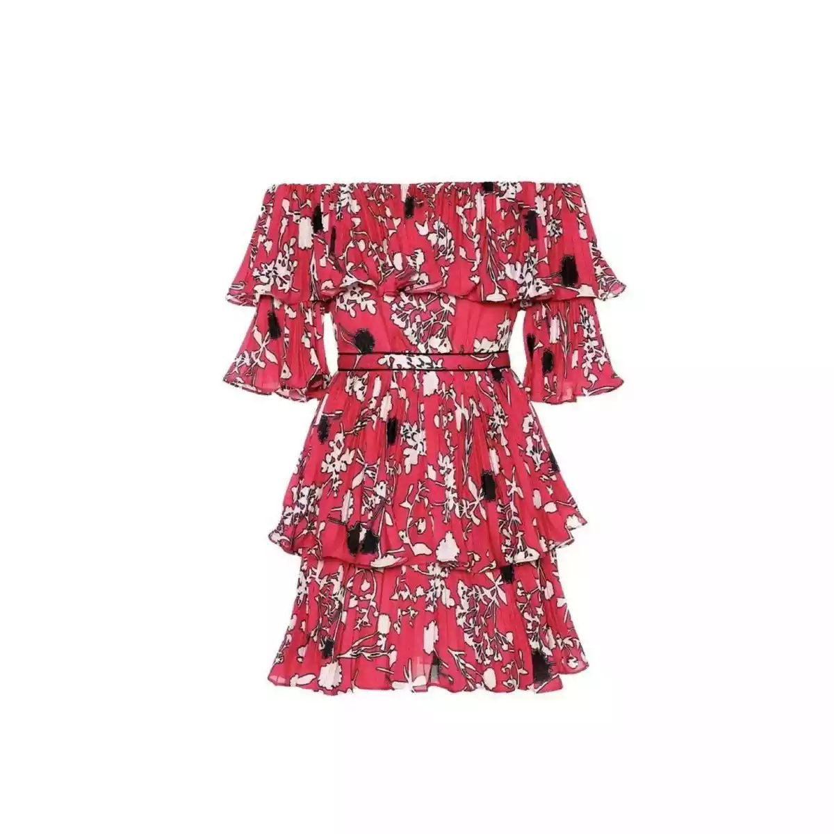 Self portrait red floral mini dress discount