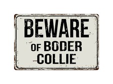 170VS Beware Of Border Collie 8 "x 12" Vintage Aluminum Retro Metal Sign