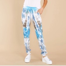 Tie Dye All Cool Blue Teal Grey Splatter Fitted Comfy Lounge Sweatpant Joggers