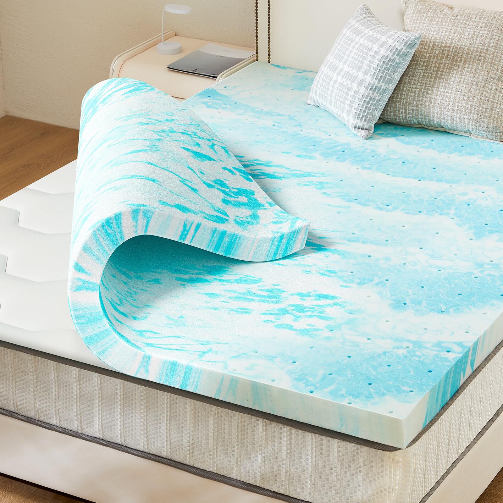 Mattress Topper, Twin Size Cooling Memory Foam Bed Toppers, 2 Inch Soft Mattr...-image