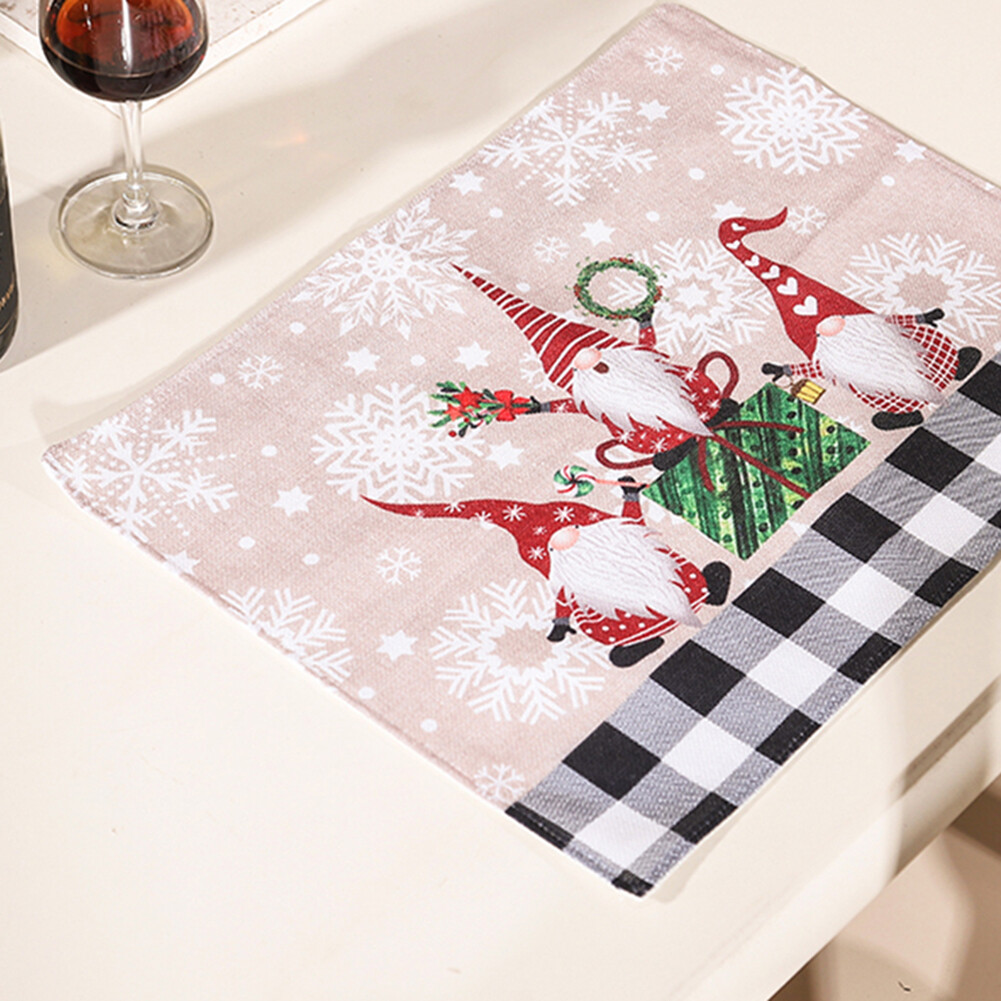 Table Insulation Placemats Christma Faceless Elderly Table Mat (White