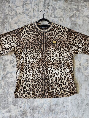 Dolce Gabbana Men's Leopard Print T-shirt IT50 Large UK
