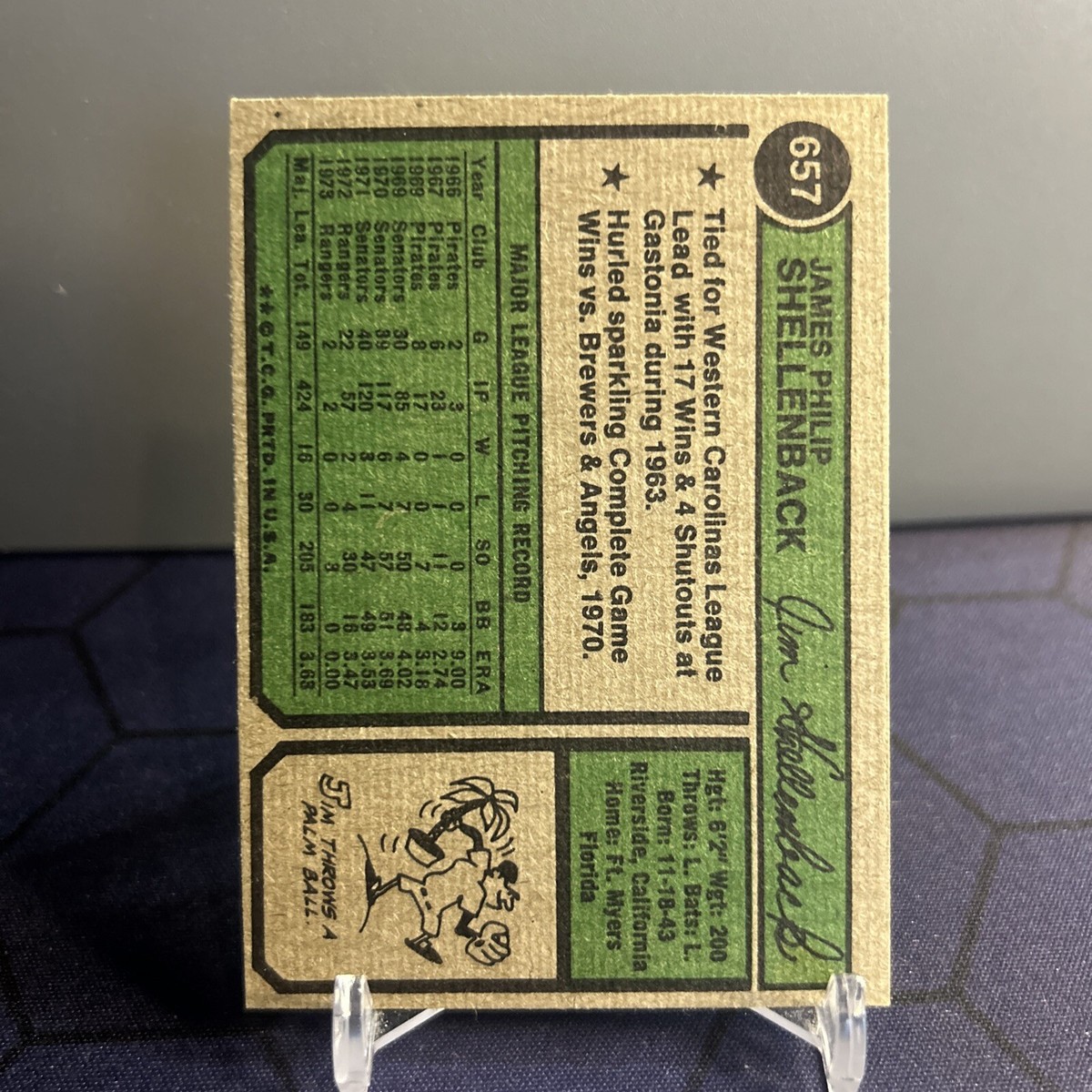 1974 Topps Baseball Jim Shellenback Texas Rangers #657 | eBay