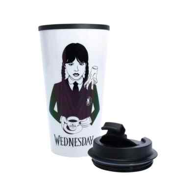 LIMITIERT Wednesday Addams Family Flachmann Kaffeetasse Reisebecher Thermo heiß kalt
