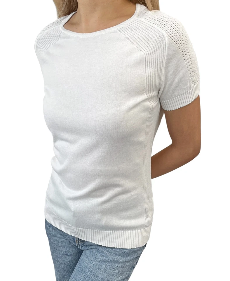 CHANEL Sport винтажный 08C CC Mark логотип футболка Топ #38 белый серый хлопок сетки - Изображение 4 из 4