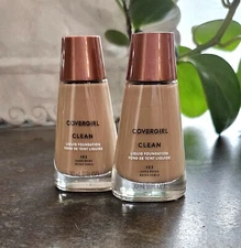 2 bottles Covergirl 153 SAND BEIGE Clean Liquid Foundation NEW!