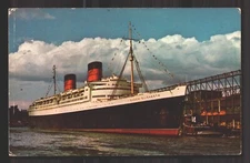 Queen Elizabeth Ocean Liner Vtg Chrome Postcard Audio Visual Designs Earlton NY