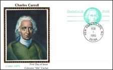 USA Post Card - 1985 - Charles Carroll Domestic Rate Card Scott # UY34 Colorano 