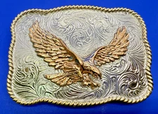 Majestic Flying Bald Eagle M&F Western Products Maplamex GM13 Mexico Belt Buckle