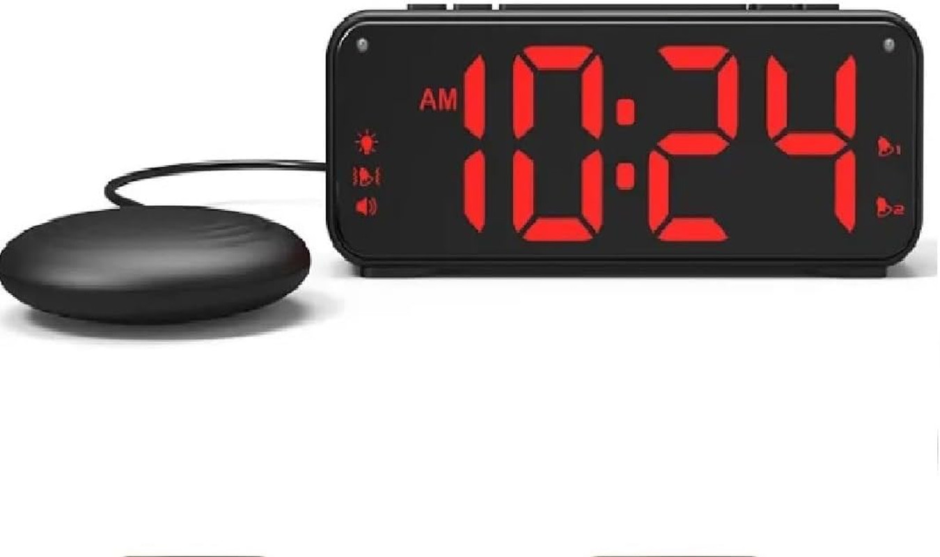 Bomb Dual Extra Loud Alarm Clock with Bed Shaker, Black Heavy Sleepers