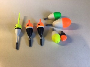 Seven (7) Weighted Foam Balsa Wood Float Bobbers