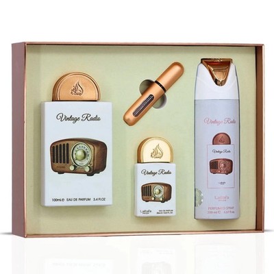 Lattafa Vintage Radio Eau de Parfum & Perfumed Spray 3Pc Gift Set