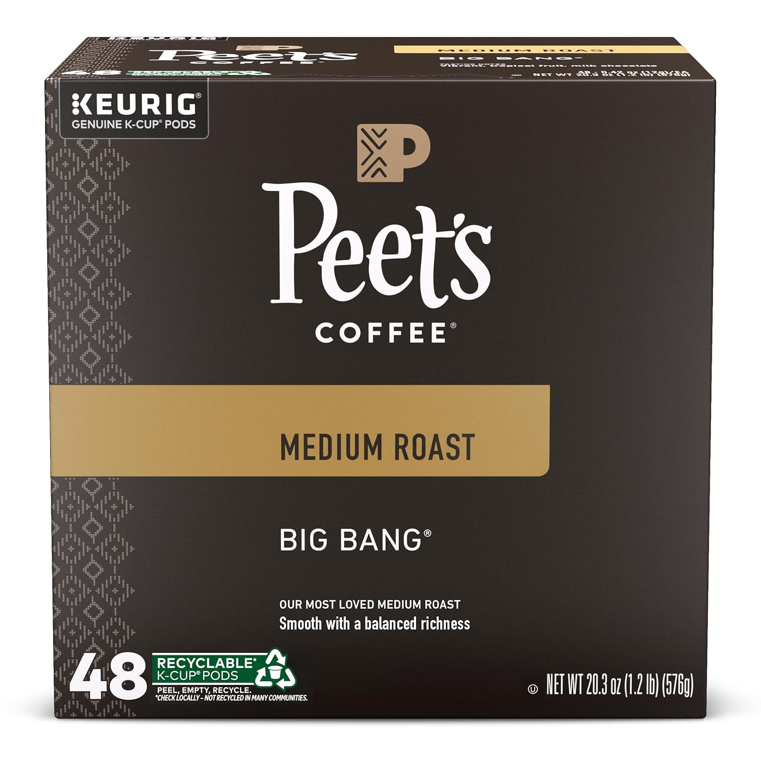 Peet'S Coffee, Medium Roast Keurig K-Cup Pods, 100% Arabica Coffee - Big Bang 48