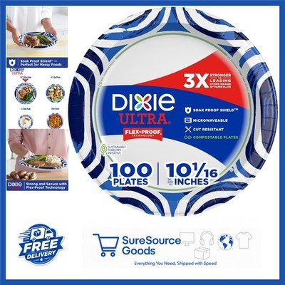 Disposable 10 Inch Paper Plates 100 Count Heavy Duty Soak Proof for Everyday Use