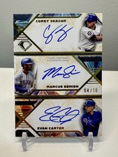 2025 Topps Diamond Icons Triple Auto /10 Seager Semien Carter Texas Rangers SSP