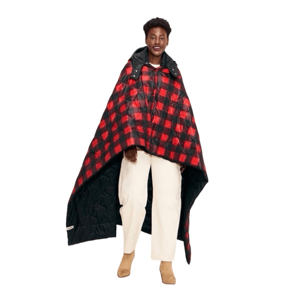 Woolrich Buffalo Check Outdoor Wearable Throw Red / Black 72” x 54